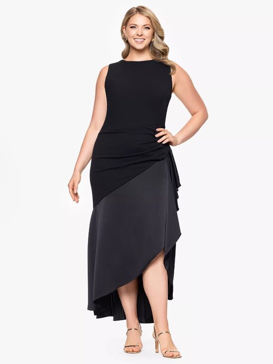 Betsy & Adam Dresses & Skirts - Betsy & Adam Plus Size Mixed-Media High-Low Dress Black